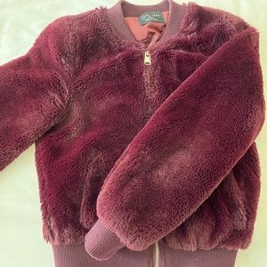 Love Tree Merlot Red Faux Fur Bomber Jacket